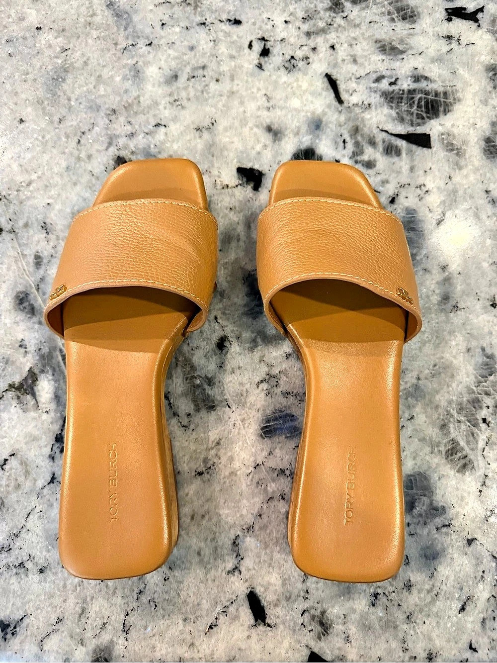 Tory Burch Patti Wooden Wedge Platform Slide Sandal Brown